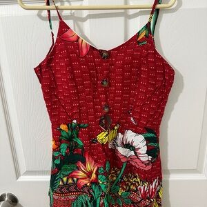 Floral Red Button-Down romper